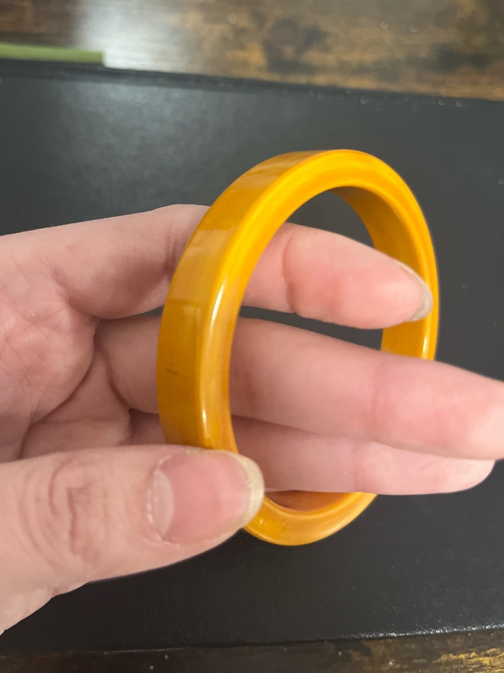 Amber Yellow Wood Bangle Bracelet